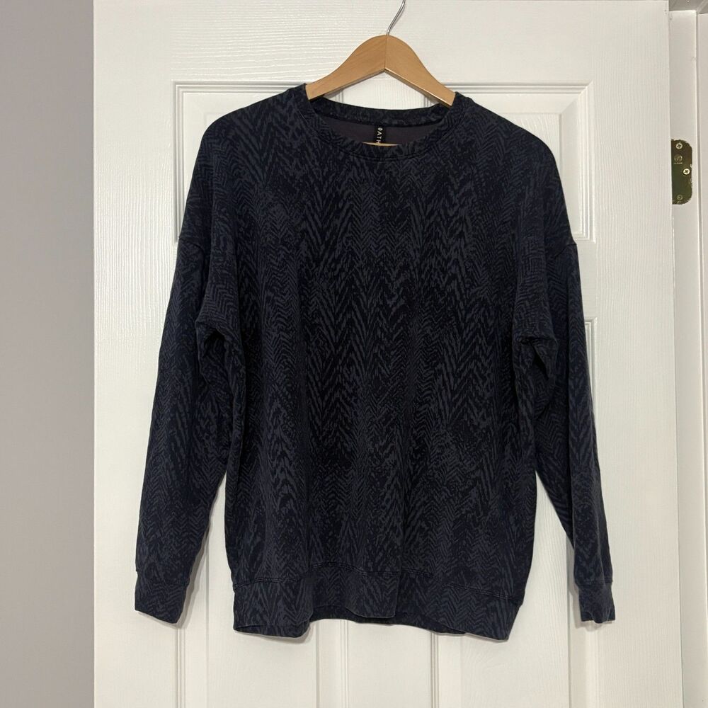 Athleta Sweatshirt Womens L Blue Studio to Street Print Pullover Long Sleeve